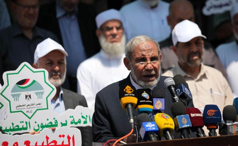 القيادي في حماس محمود الزهار يلقي كلمة في غزة