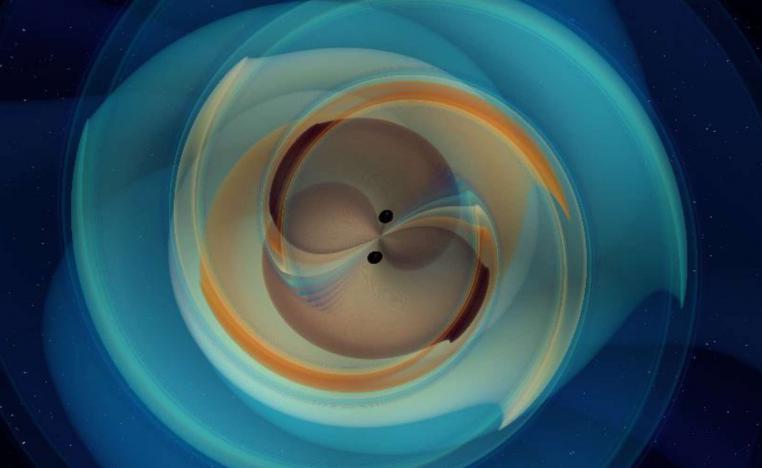 محاكاة لاندماج ثقبين أسودين