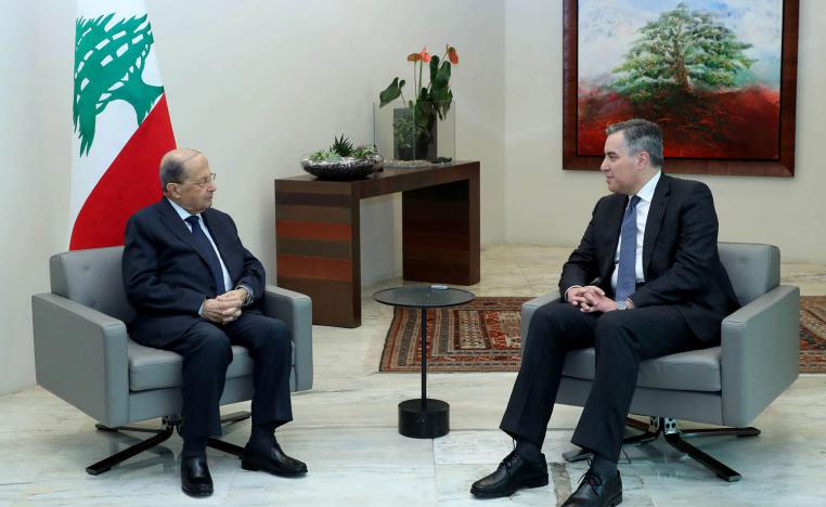 الرئيس اللبناني ميشال عون يستقبل رئيس الوزراء المكلف مصطفى أديب