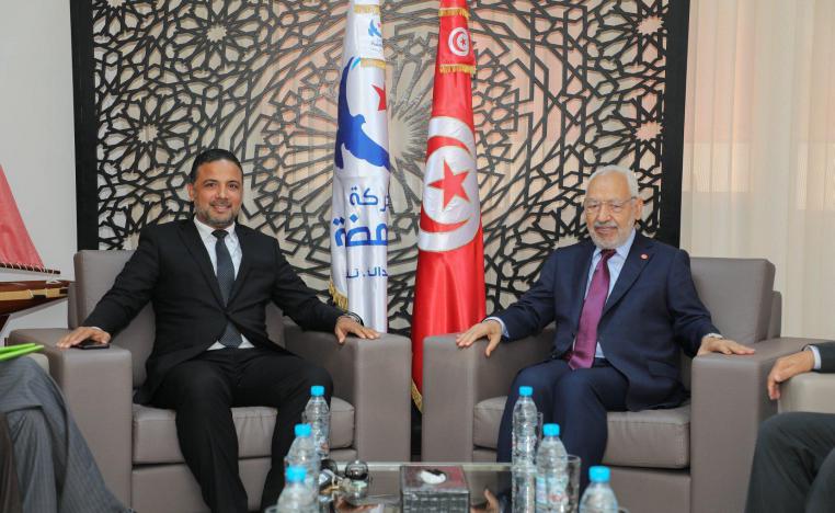 رئيس حركة النهضة راشد الغنوشي ورئيس كتلة ائتلاف الكرامة سيفالدين مخلوف