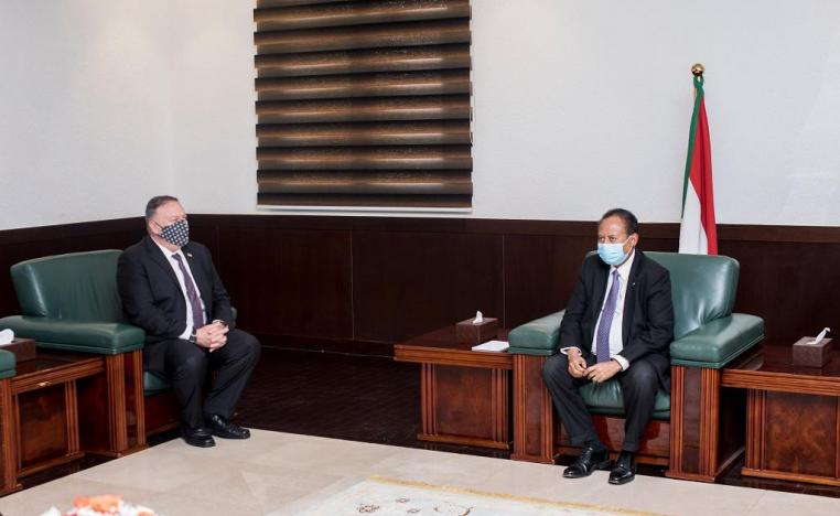 رئيس الحكومة السودانية عبدالله حمدوك ووزير الخارجية الاميركي مايك بومبيو