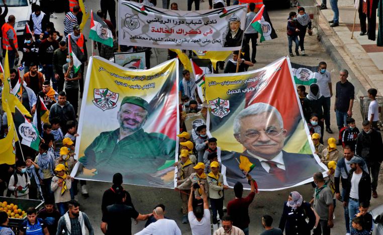 فلسطينيون يتظاهرون في الجليل تأييدا للرئيس محمود عباس