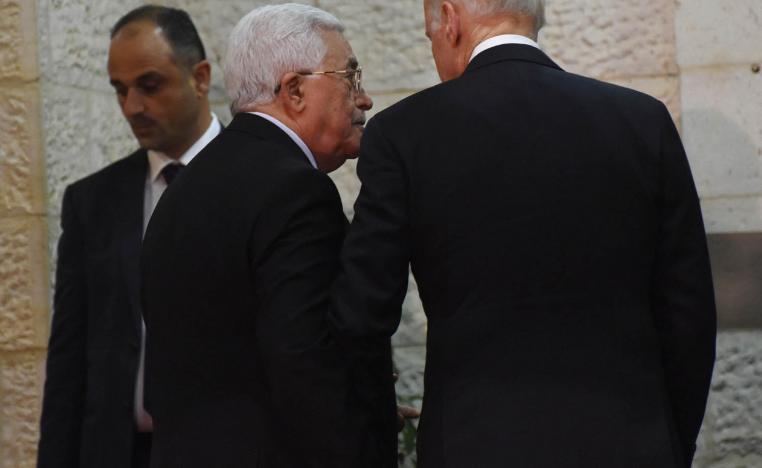 الرئيس الفلسطيني محمود عباس يستقبل نائب الرئيس الأميركي جو بايدن في رام الله (2016)