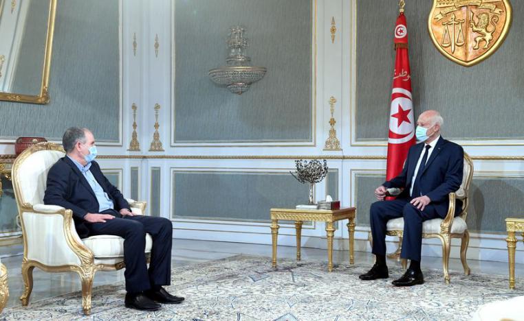 الرئيس التونسي قيس سعيد وامين عام اتحاد الشغل نورالدين الطبوبي