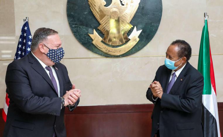 رئيس الوزراء السوداني عبدالله حمدوك ووزير الخارجية الاميركي مايك بومبيو