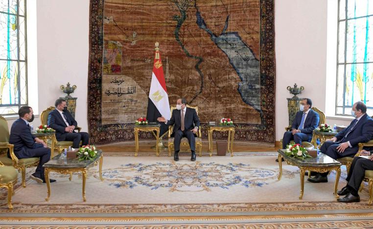 الرئيس المصري عبدالفتاح السيسي يستقبل رئيس الوزراء الليبي الجديد عبدالحميد الدبيبة والوفد المرافق له
