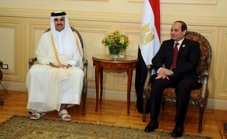 الرئيس المصري عبدالفتاح السيسي وامير قطر الشيخ تميم بن حمد ال ثاني