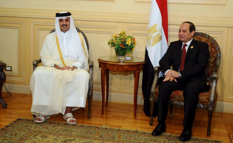 الرئيس المصري عبدالفتاح السيسي وامير قطر الشيخ تميم بن حمد ال ثاني