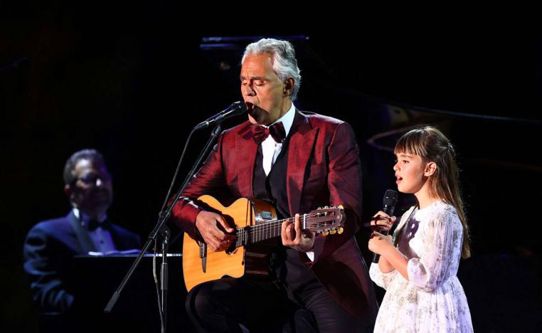 Bocelli in a duet with his young daughter Virginia