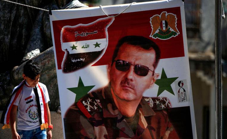 صورة كبيرة للرئيس السوري بشار الأسد في احتفال يقيمه دروز الجولان