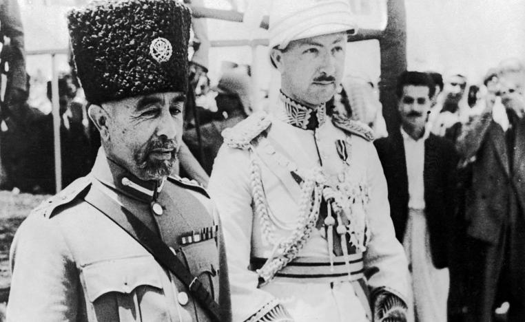 العاهل الأردني الراحل الملك عبدالله الأول والوصي على عرش العراق الراحل الأمير عبدالاله 