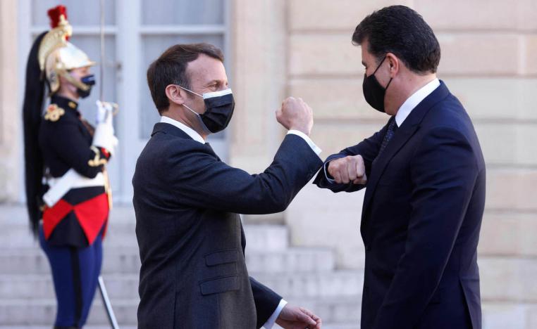 الرئيس الفرنسي ايمانويل ماكرون يستقبل رئيس إقليم كردستان نيجيرفان بارزاني