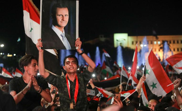 احتفالات انصار الرئيس السوري بشار الاسد