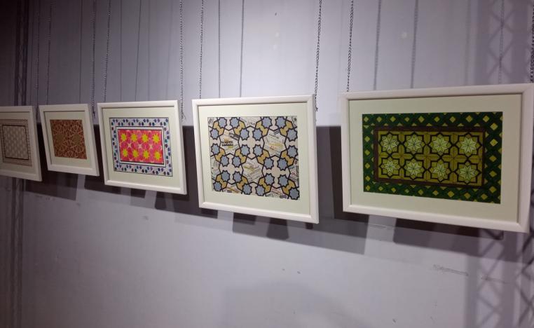 من لوحات معرض "ترس القدس" للفنانة إيمان حمدية (الصورة من صفحة مركز يبوس الثقافي على فيسبوك) 