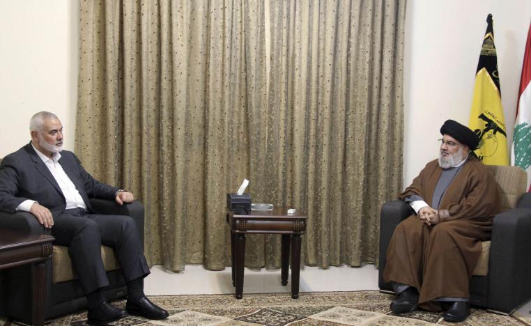زعيم حزب الله حسن نصرالله يستقبل زعيم حماس إسماعيل هنية