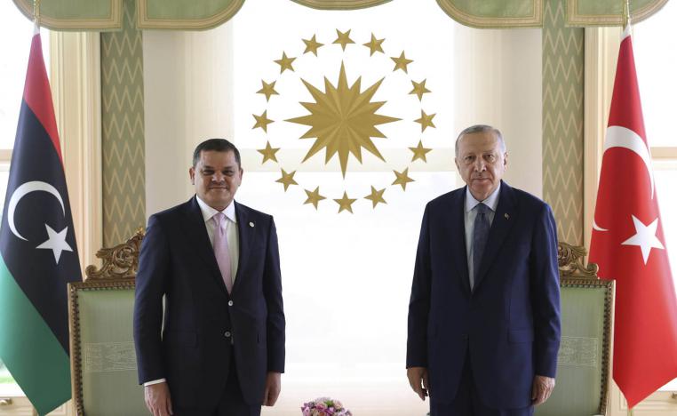الرئيس التركي رجب طيب اردوغان يستقبل رئيس الحكومة الليبية عبدالحميد دبيبة في اسطنبول