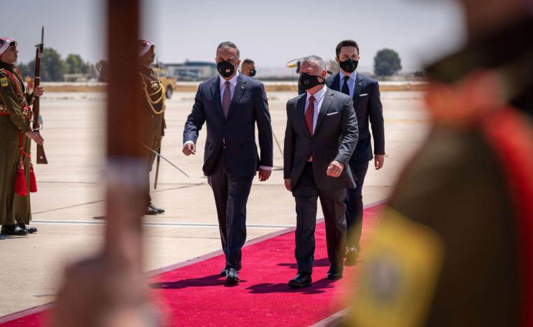 ملك الاردن عبدالله الثاني ورئيس الوزراء العراقي مصطفى الكاظمي