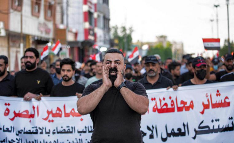 متظاهرون من الحشد الشعبي في البصرة
