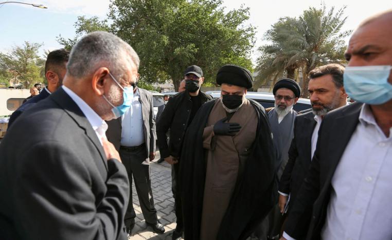 مقتدى الصدر وهادي العامري في لقاء تشاوري في بغداد