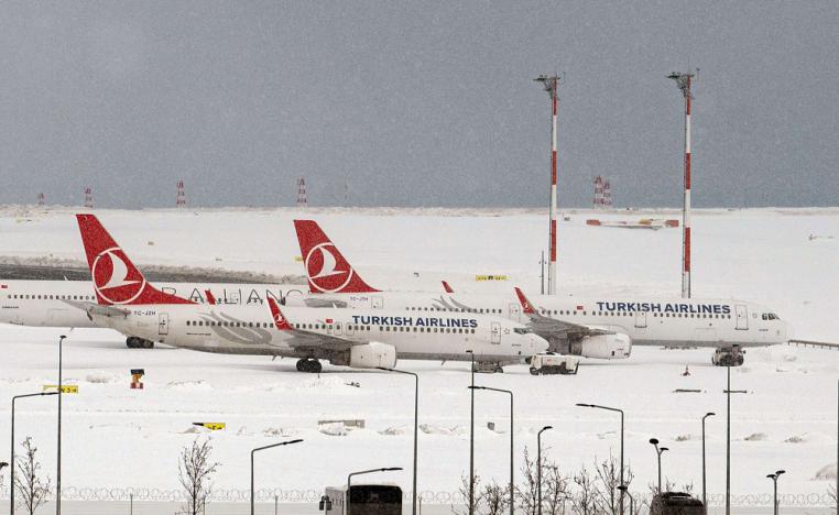 الخطوط الجوية التركية تعلق رحلاتها بسبب العاصفة الثلجية