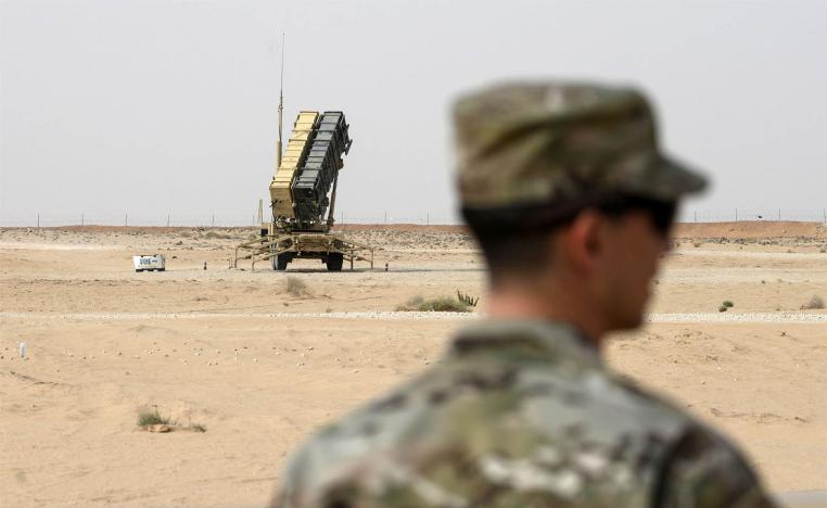 A US soldier stands near a Patriot missile battery at the Prince Sultan air base in al-Kharj, central Saudi Arabia