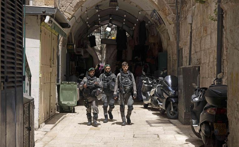 A large number of Israeli officers are deployed around Jerusalem's historic Old City