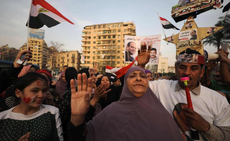 مصريون يحتفلون بإعادة انتخاب السيسي رئيسا لمصر في 2018