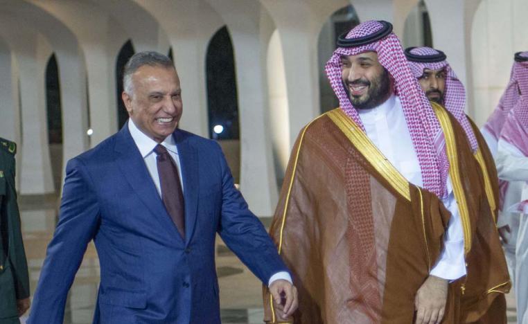 ولي العهد السعودي محمد بن سلمان ورئيس الوزراء العراقي مصطفى الكاظمي في جدة