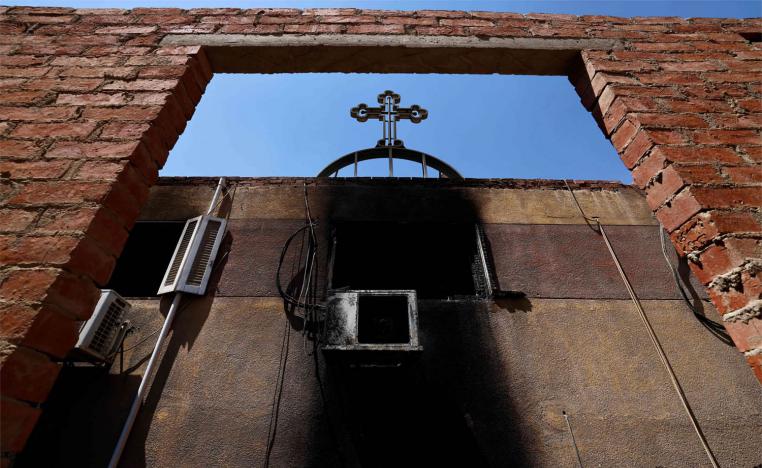 The fire ripped through a Coptic Christian church during Sunday mass