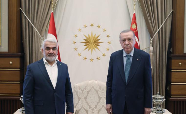 أردوغان مع رئيس الجناح السياسي لحزب الله التركي