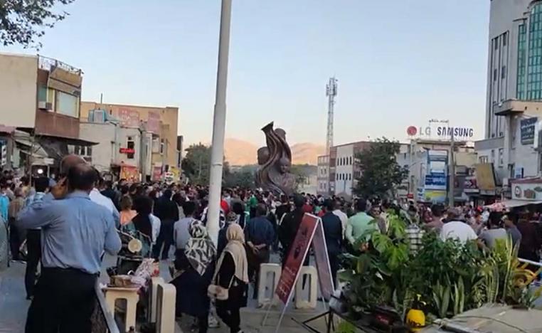 Hundreds of protesters gathered on Sunday at Azadi Square in Sanandaj to protest Amini's death