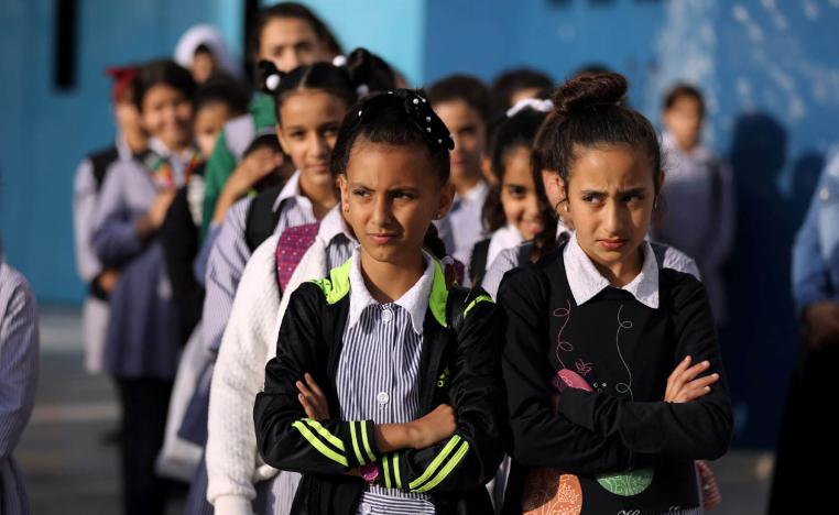 طالبات فلسطينيات في مدرسة في القدس الشرقية