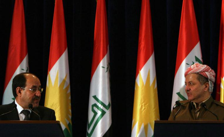 الزعيم الكردي مسعود بارزاني يستقبل رئيس الوزراء العراقي نوري المالكي (2013)