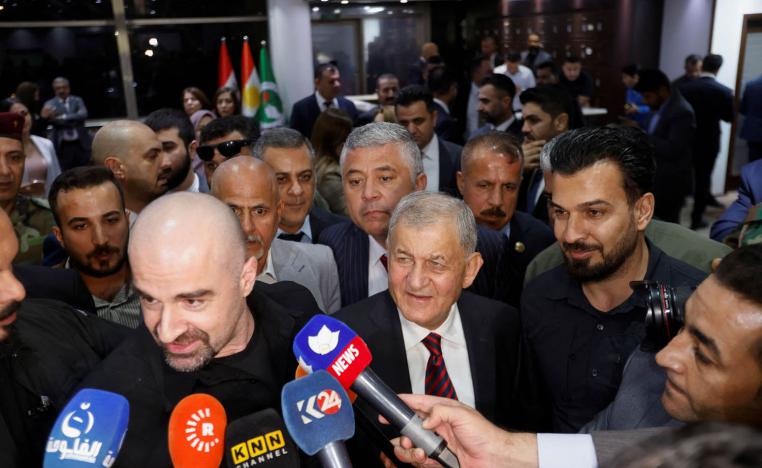 رئيس الاتحاد الوطني الكردستاني بافل طالباني مع الرئيس العراقي المنتخب عبداللطيف رشيد