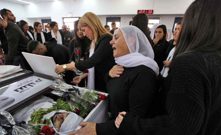 Members of the Israeli Druze minority attend the funeral of 17-year-old Tiran Fero