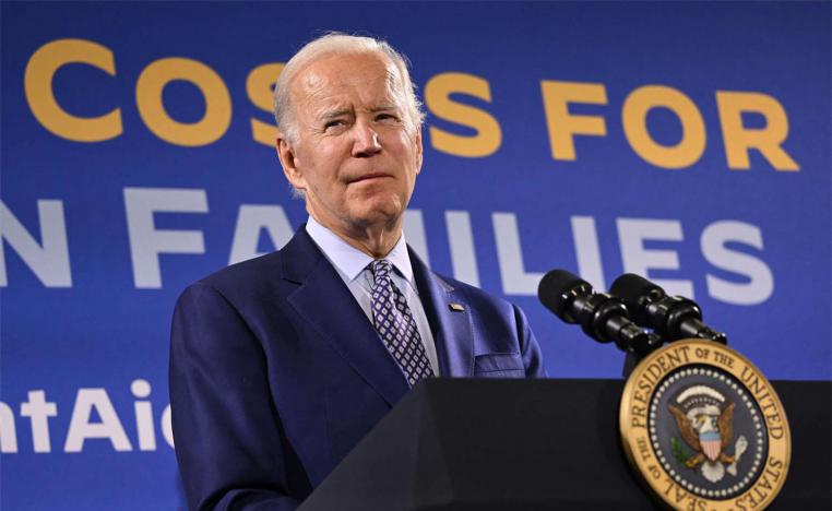 Biden made the comments as supporters in the crowd held up cellphones displaying the message “FREE IRAN”