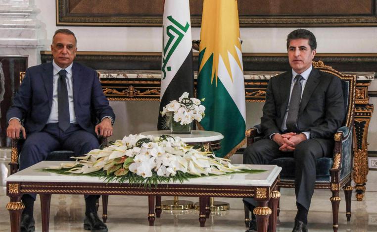 رئيس إقليم كردستان نيجيرفان بارزاني يستقبل رئيس الحكومة العراقية في حينه مصطفى الكاظمي