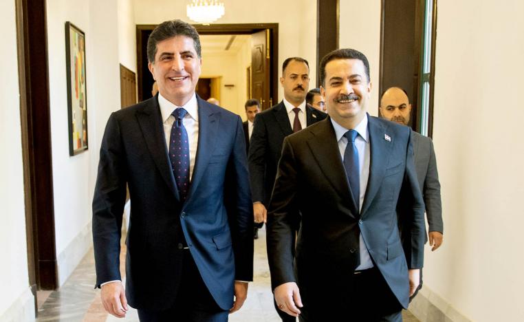 رئيس الوزراء العراقي محمد شياع السوداني يستقبل رئيس إقليم كردستان نيجيرفان بارزاني