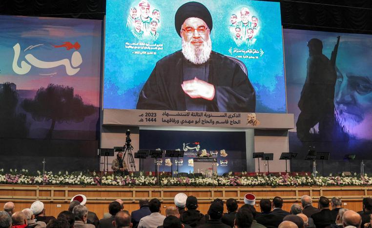حسن نصرالله في احتفال تأبين لقاسم سليماني وأبومهدي المهندس
