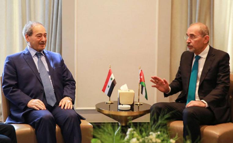 وزير الخارجية الأردني أيمن الصفدي يستقبل نظيره السوري فيصل المقداد