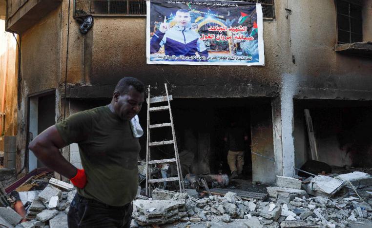 صورة لفلسطيني قتل في المواجهات مع الجيش الإسرائيلي في مخيم جنين في الضفة الغربية