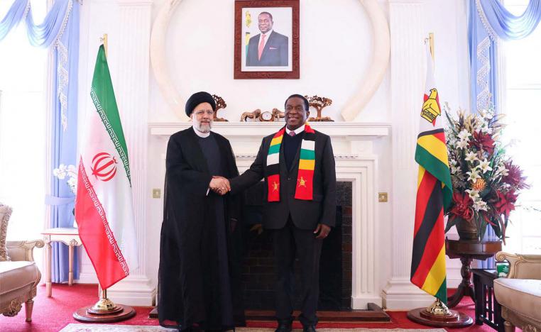 Raisi meeting Zimbabwean President Mnangagwa at the State House in Harare