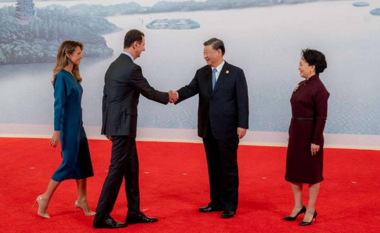 الرئيس الصيني شي جينبينغ وزوجته يستقبلان الرئيس السوري بشار الأسد وزوجته