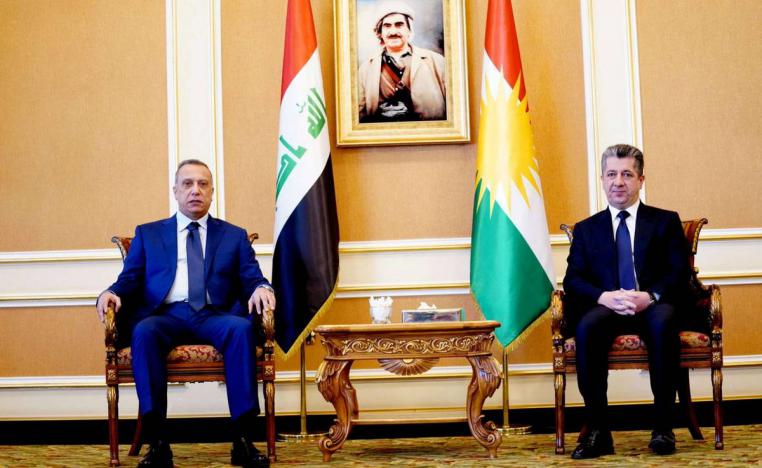 رئيس حكومة كردستان مسرور بارزاني يستقبل رئيس وزراء العراق السابق مصطفى الكاظمي