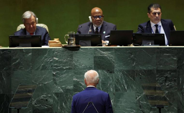 الرئيس الأميركي جو بايدن يستعد لإلقاء كلمته في الجمعية العامة للأمم المتحدة