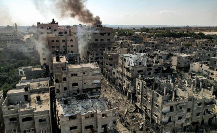 Buildings in Gaza flattened to the ground by Israel's bombardments