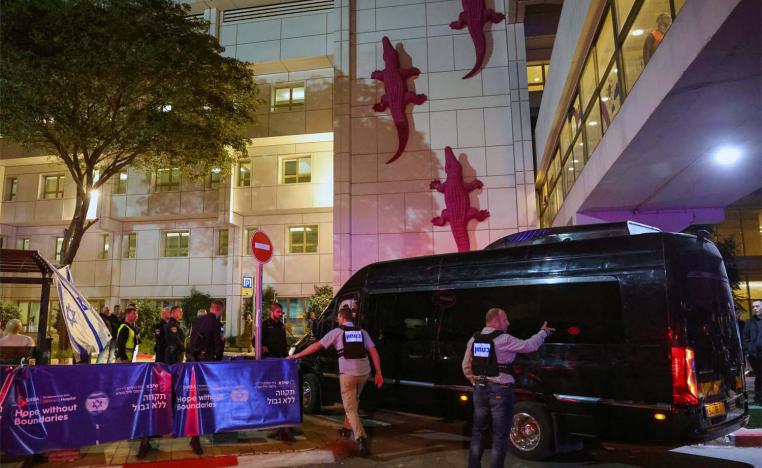 A vehicle carrying Isareli hostages released by Hamas from the Gaza Strip arrives at the Sheba Medical Center in Ramat Gan