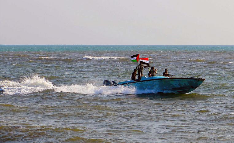 Members of the Yemeni Coast Guard affiliated with the Houthi group