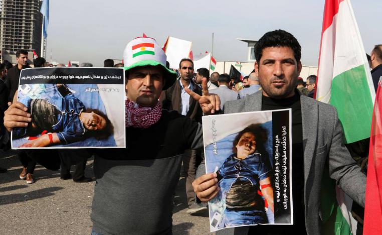 متظاهرون أكراد في أربيل ضد القصف الإيراني