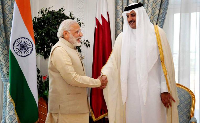 أمير قطر الشيخ تميم بن حمد ورئيس الوزراء الهندي ناريندرا مودي